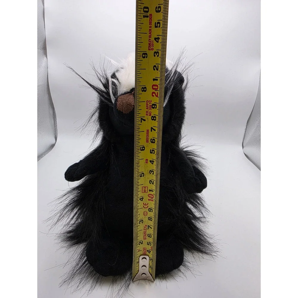 Portland Plush Steven Skunk Black White Shaggy Fur Stuffed Animal Green Heart 9